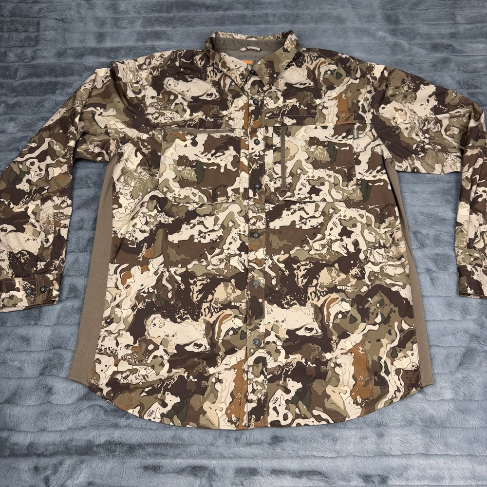 Magellan Outdoors Hunt Gear Veil Camo Shirt Mens XL Long Sleeve Vented Fishing